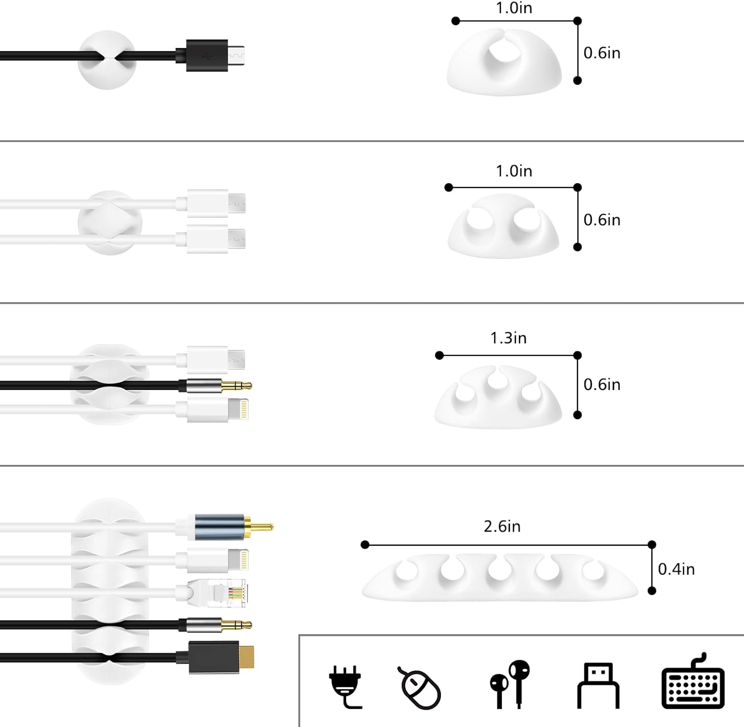White Cable Management Kit Full Set for Desk TV Cord Organizer - Image 3
