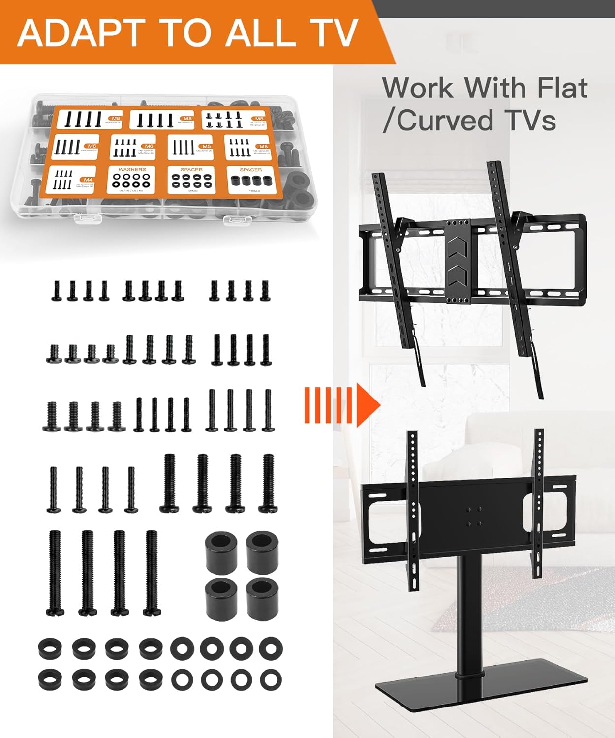 80 Inch TV Monitor Mount Replacement Screw Kit - Image 2