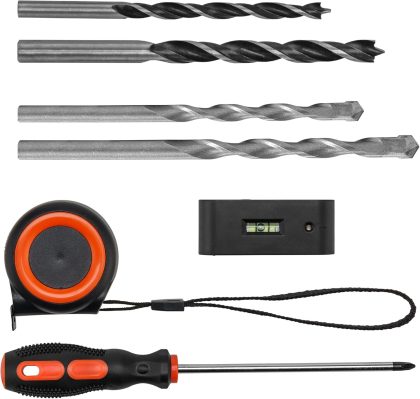 TV Mount Install Tool Set Drill Bits Stud Finder Included
